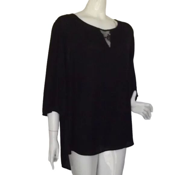 TORRID Top, 3/4 (3x/4x), Lace/Drop Back, Black, Lace insert, Bell sleeves - Picture 3 of 13